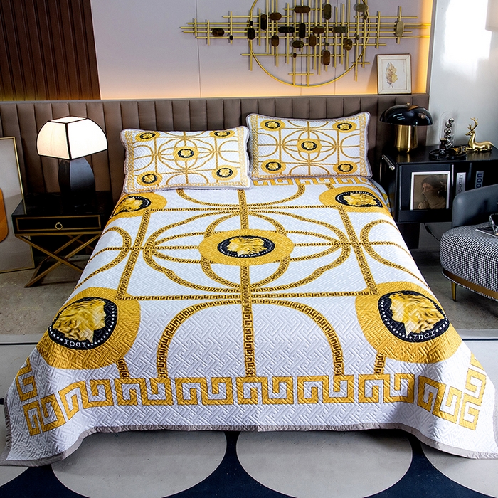 91家纺网 家纺一手货源 找家纺 爵仕家纺 2025新款凉感真丝床盖三件套 女皇