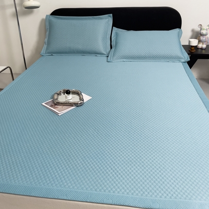 91家纺网 家纺一手货源 找家纺 凉百百 2024新款冰豆豆大豆款凉席冰丝席可折叠收纳直播优选 大豆款-蓝