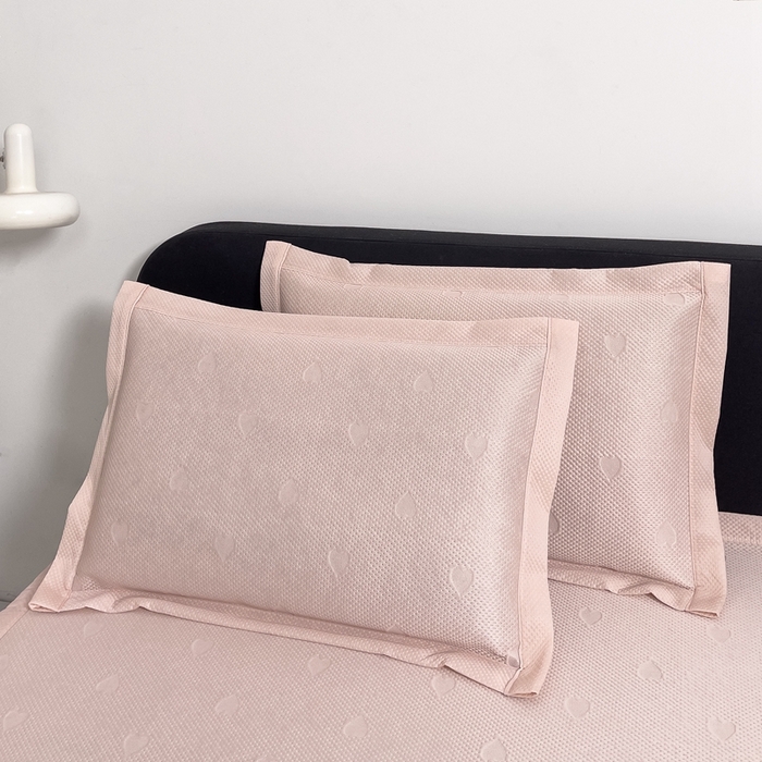 91家纺网 家纺一手货源 找家纺 凉百百 2024新款冰豆豆爱心款凉席冰丝凉席可折叠设计量大价优 爱心款-粉