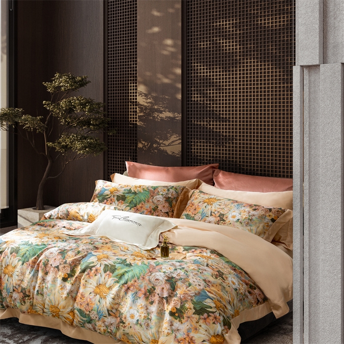 91家纺网 家纺一手货源 找家纺 榻尚家居 2024新款TS 天丝棉数码印花宽边款 向阳而生