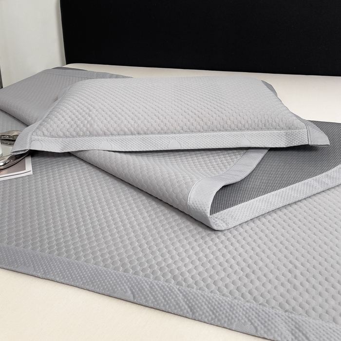 91家纺网 家纺一手货源 找家纺 凉百百 2024新款冰豆豆大豆款凉席冰丝席可折叠收纳直播优选 大豆款-灰