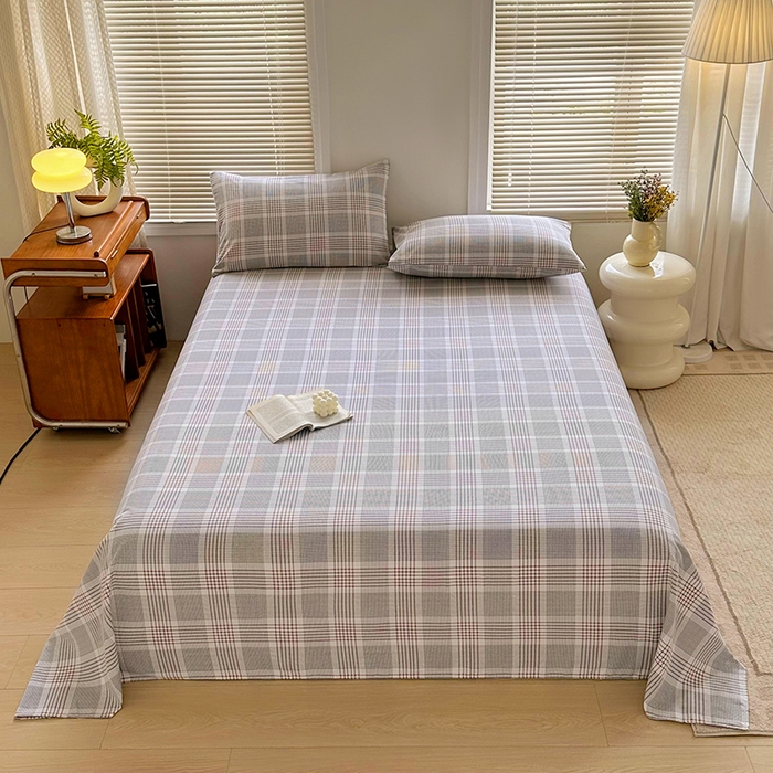 91家纺网 家纺一手货源 找家纺 家贝爱 2024新款3倍加厚水洗棉床笠床单 格韵灰