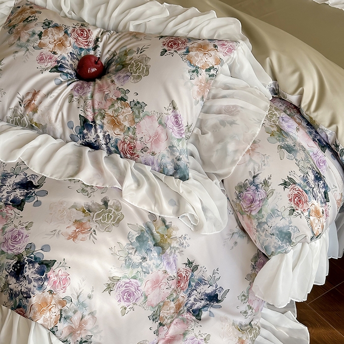 91家纺网 家纺一手货源 找家纺 窝米 2024春夏高定数码星云雪纺纱四件套系列 浮生若梦-玉砂米