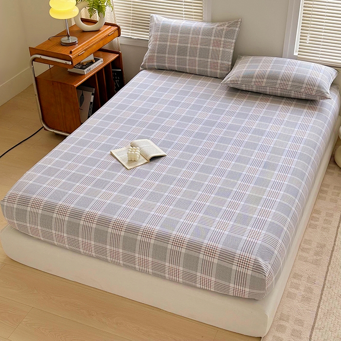 91家纺网 家纺一手货源 找家纺 家贝爱 2024新款3倍加厚水洗棉床笠床单 格韵灰