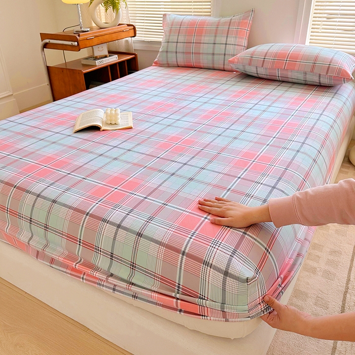 91家纺网 家纺一手货源 找家纺 家贝爱 2024新款3倍加厚水洗棉床笠床单 莫卡粉