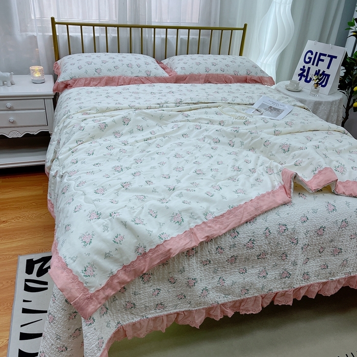 91家纺网 家纺一手货源 找家纺 暖居 2024新款包边春秋被床盖四件套 花期