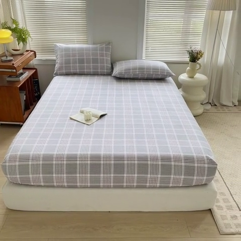 91家纺网 家纺一手货源 找家纺 家贝爱 2024新款3倍加厚水洗棉床笠床单 格韵灰
