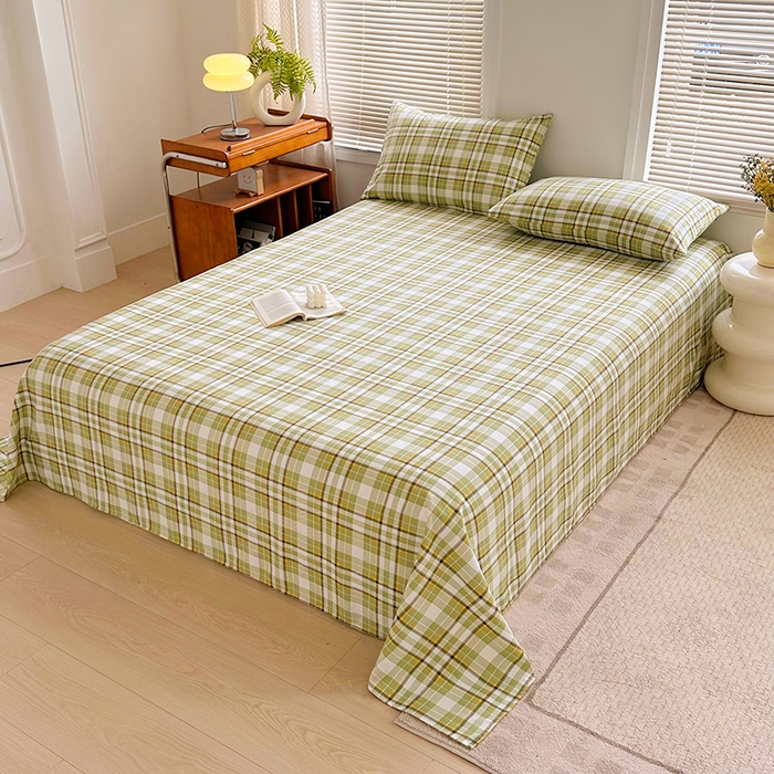 91家纺网 家纺一手货源 找家纺 家贝爱 2024新款3倍加厚水洗棉床笠床单 暖阳绿