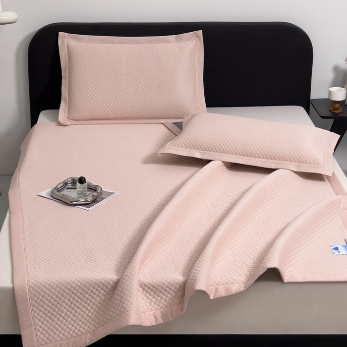 91家纺网 家纺一手货源 找家纺 凉百百 2024新款冰豆豆大豆款凉席冰丝席可折叠收纳直播优选 大豆款-粉