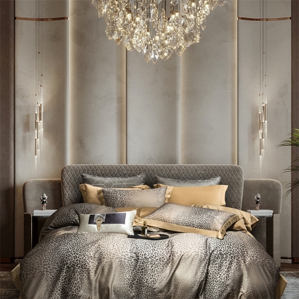 榻尚家居 2024新款TS 天丝棉数码印花宽边款 气质豹纹