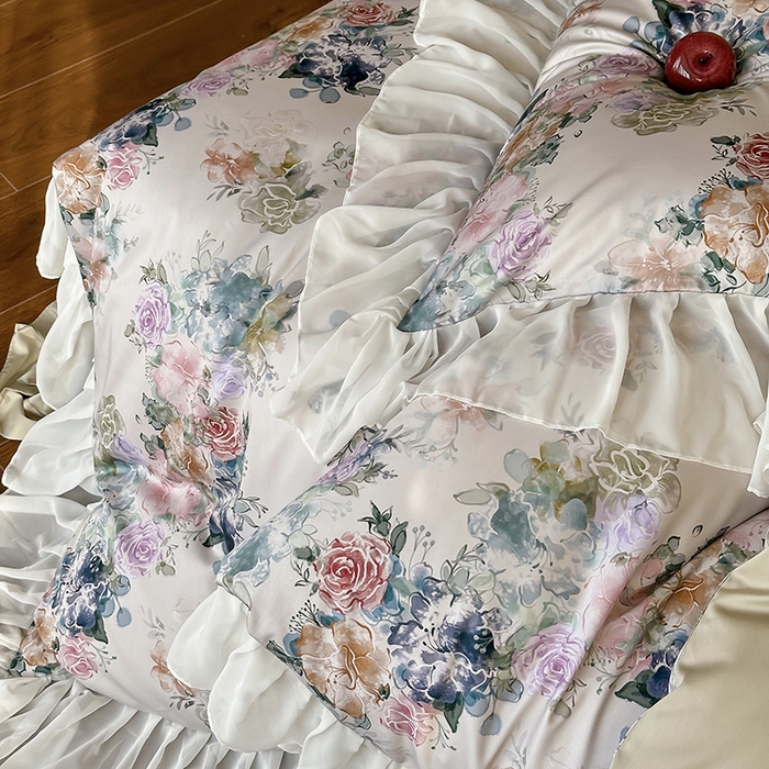 91家纺网 家纺一手货源 找家纺 窝米 2024春夏高定数码星云雪纺纱四件套系列 浮生若梦-玉砂米