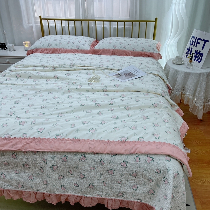 91家纺网 家纺一手货源 找家纺 暖居 2024新款包边春秋被床盖四件套 花期