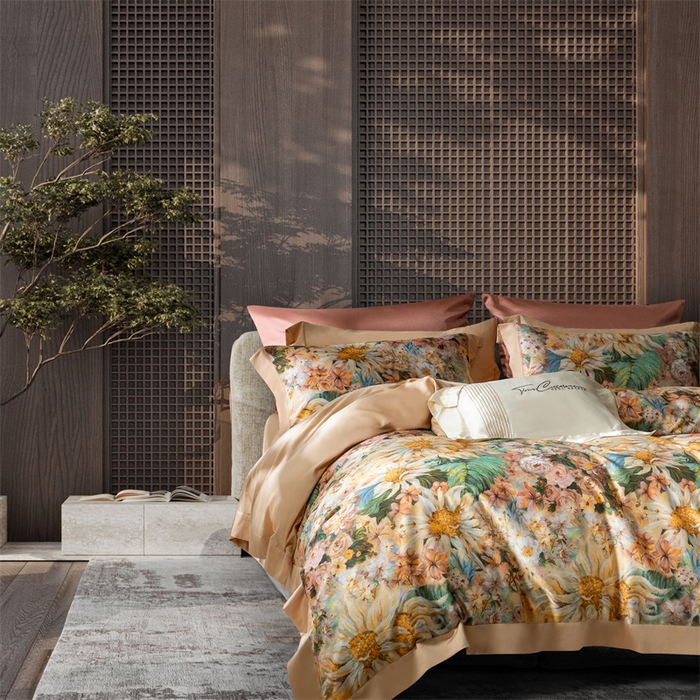 91家纺网 家纺一手货源 找家纺 榻尚家居 2024新款TS 天丝棉数码印花宽边款 向阳而生