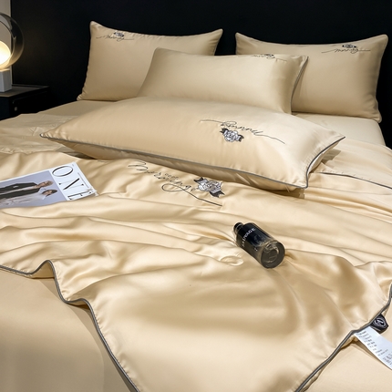 91家纺网 家纺一手货源 找家纺 （总）绘萱家居 2025直播绣花水洗天丝夏被四件套水洗真丝夏被冰丝夏凉被空调被-花艺