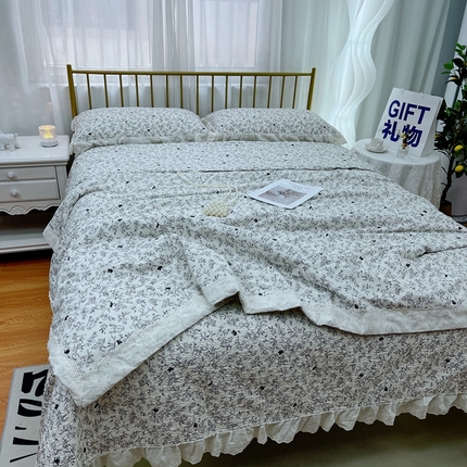 91家纺网 家纺一手货源 找家纺 暖居 2024新款包边春秋被床盖四件套 南法假日