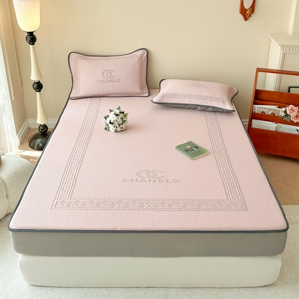 91家纺网 家纺一手货源 找家纺 首尔家纺 2024新款凉豆豆凉席床笠凉感丝凉席大版系列 心连心-粉