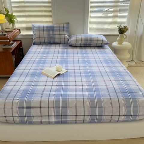 91家纺网 家纺一手货源 找家纺 家贝爱 2024新款3倍加厚水洗棉床笠床单 莫卡蓝