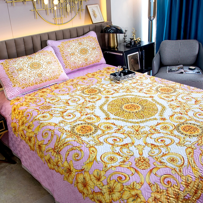 91家纺网 家纺一手货源 找家纺 爵仕家纺 2025新款凉感真丝床盖三件套 金典