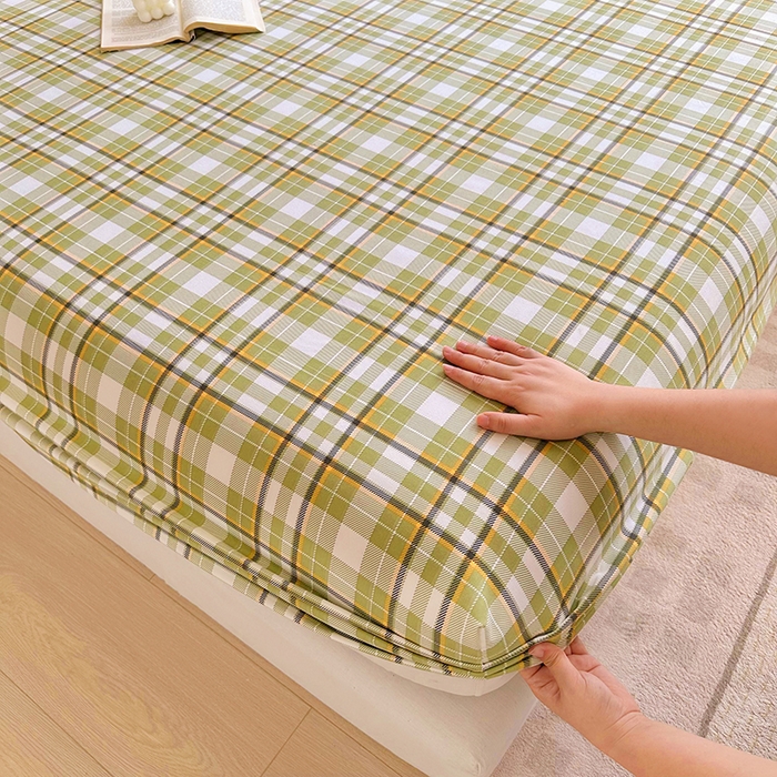 91家纺网 家纺一手货源 找家纺 家贝爱 2024新款3倍加厚水洗棉床笠床单 暖阳绿