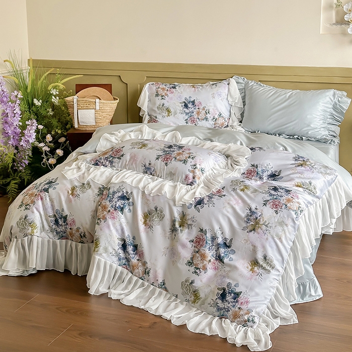 91家纺网 家纺一手货源 找家纺 （总）窝米 2024春夏高定数码星云雪纺纱四件套系列