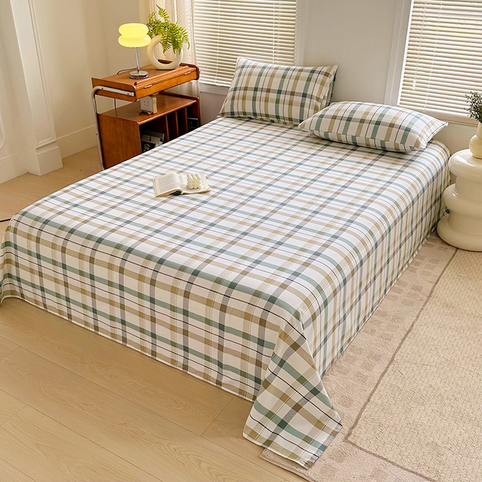 91家纺网 家纺一手货源 找家纺 家贝爱 2024新款3倍加厚水洗棉床笠床单 格调绿