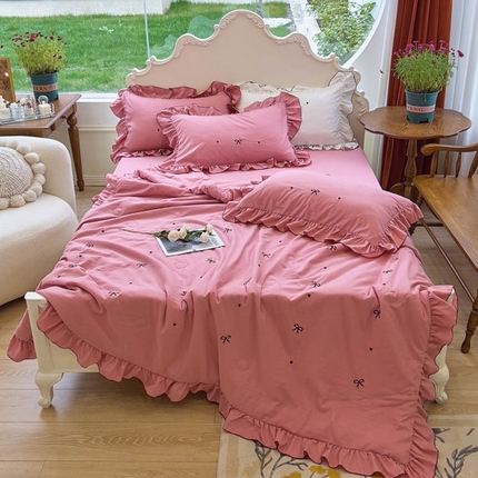 91家纺网 家纺一手货源 找家纺 （总）梦可莱 2024新款水洗棉原棉奶油可可夏被四件套