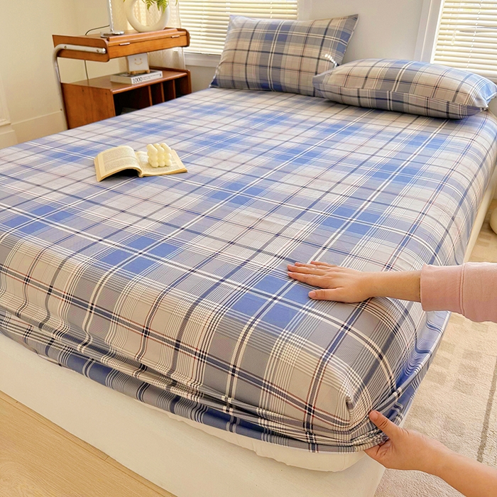 91家纺网 家纺一手货源 找家纺 家贝爱 2024新款3倍加厚水洗棉床笠床单 莫卡蓝