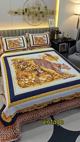 91家纺网 家纺一手货源 找家纺 爵仕家纺 2025新款凉感真丝床盖三件套 豹