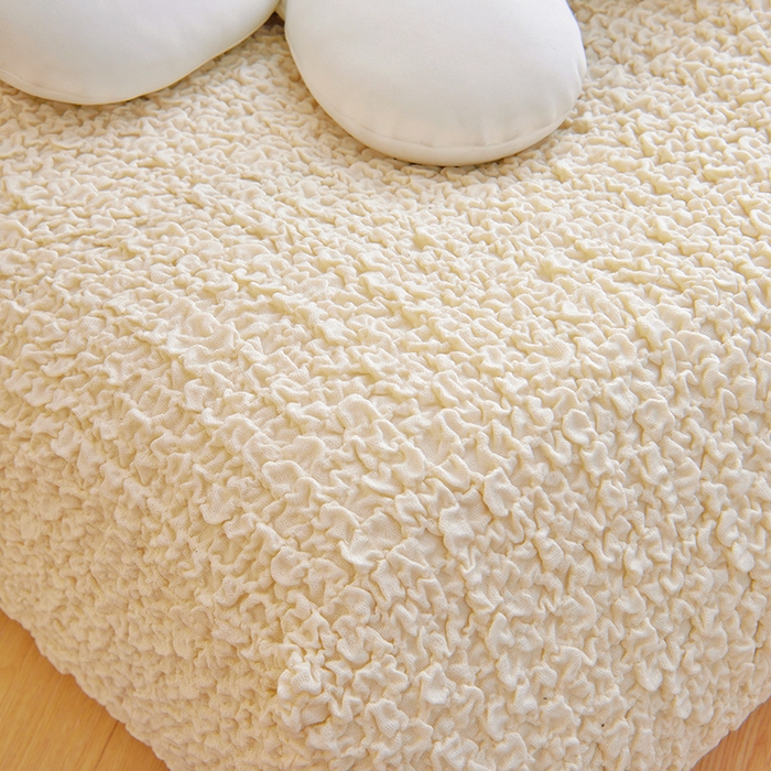 91家纺网 家纺一手货源 找家纺 启博家纺 2024新款奶油云纱毛毛虫沙发套 米白