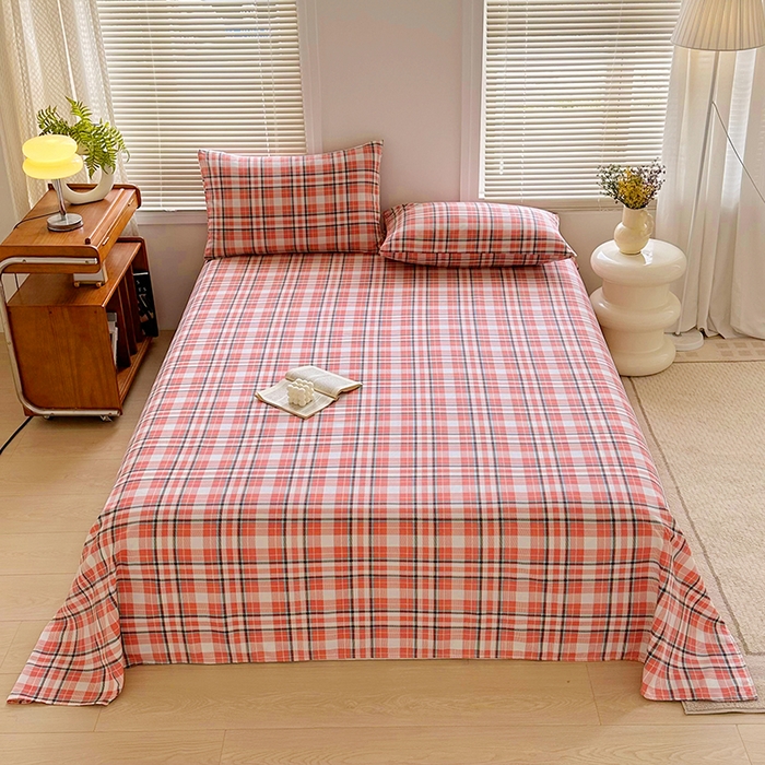 91家纺网 家纺一手货源 找家纺 家贝爱 2024新款3倍加厚水洗棉床笠床单 暖阳红