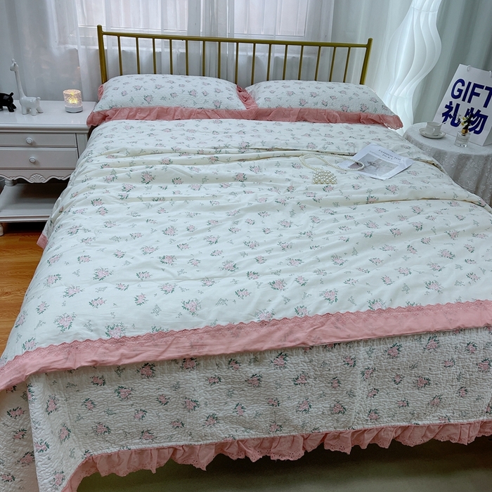 91家纺网 家纺一手货源 找家纺 暖居 2024新款包边春秋被床盖四件套 花期