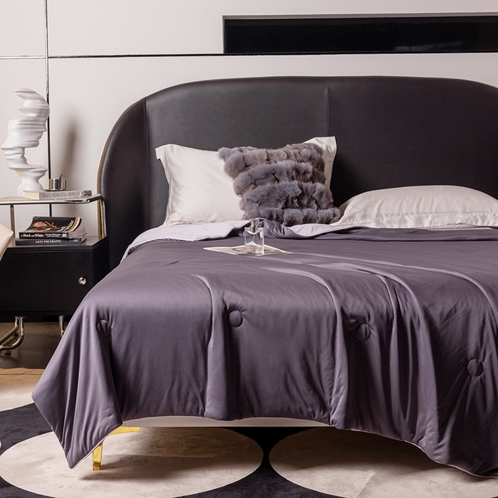 91家纺网 家纺一手货源 找家纺 小芽 2024新款凉感丝夏被 深灰+浅灰