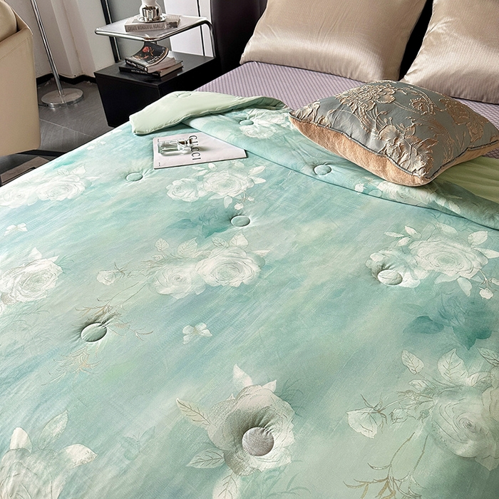 91家纺网 家纺一手货源 找家纺 小芽 2024新款凉感丝夏被 清芙蓉