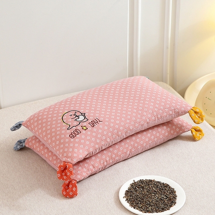 91家纺网 家纺一手货源 找家纺 （总）梦叶草 2024新款全棉双层纱小恐龙儿童荞麦枕芯30×50cm枕头
