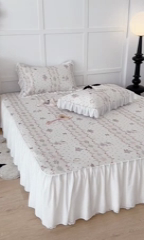 91家纺网 家纺一手货源 找家纺 昔可家纺 2024新款A类900D仙仙雪纺床裙冰丝席 花朵小兔