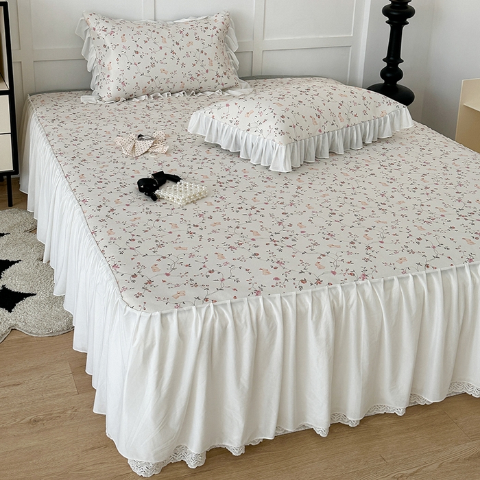 91家纺网 家纺一手货源 找家纺 昔可家纺 2024新款A类900D仙仙雪纺床裙冰丝席 花园萌兔