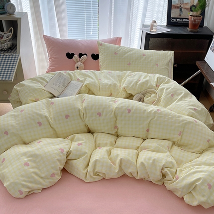 91家纺网 家纺一手货源 找家纺 （总）桃子家居 2024新款A类纯棉水洗棉毛巾绣奶油少女甜心系列学生四件套