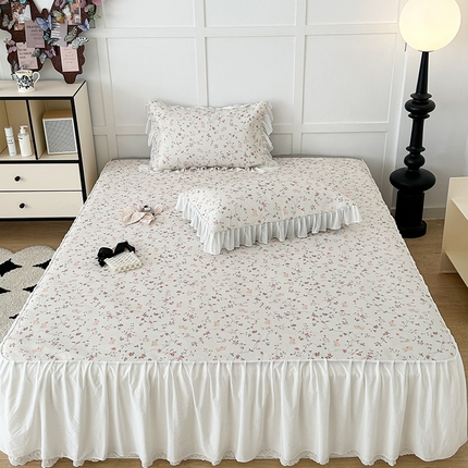 昔可家纺 2024新款A类900D仙仙雪纺床裙冰丝席 花园萌兔