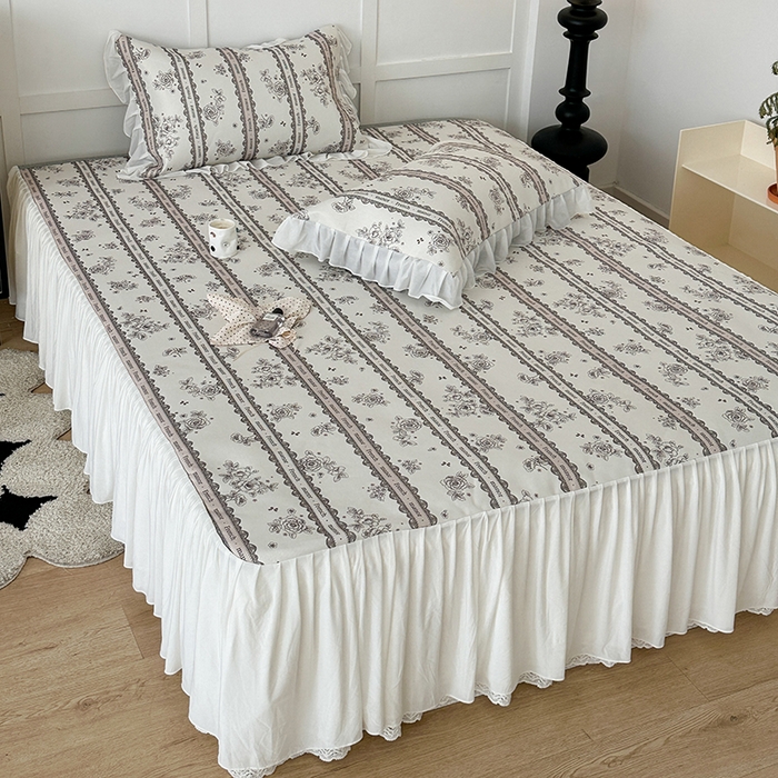 91家纺网 家纺一手货源 找家纺 昔可家纺 2024新款A类900D仙仙雪纺床裙冰丝席 法式庄园