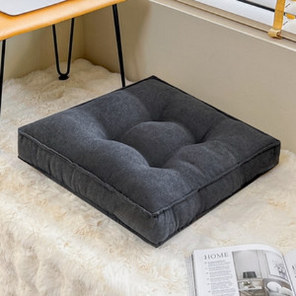 91家纺网 家纺一手货源 找家纺 碧尔家居 2025新款办公室棉麻椅子坐垫四季通用透气沙发垫卧室防滑飘窗垫方形坐垫 韩国绒坐垫深灰