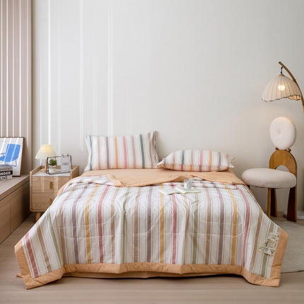 91家纺网 家纺一手货源 找家纺 （总）一加一 2025新款全棉水洗棉色织大豆夏被