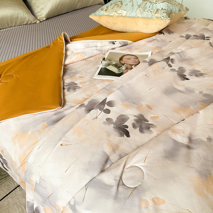 91家纺网 家纺一手货源 找家纺 小芽 2024新款凉感丝夏被 叶舞