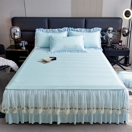 恒爱家纺 2024新款倾国倾城系列冰豆豆凉感床裙款 天空蓝
