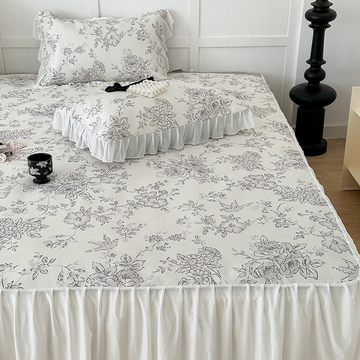 91家纺网 家纺一手货源 找家纺 昔可家纺 2024新款A类900D仙仙雪纺床裙冰丝席 绿山墙的安妮