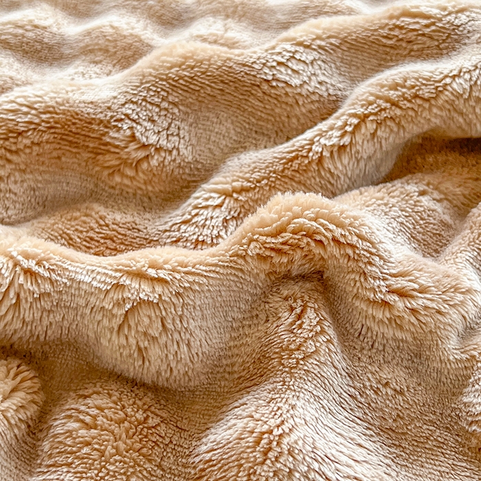 91家纺网 家纺一手货源 找家纺 芸锦豪 2024新款仿兔毛泡泡绒毛毯-卷边款毛毯 咖色-卷边