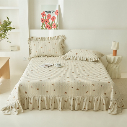 恒爱家纺 2024新款全棉甜美少女单床盖 泰迪熊