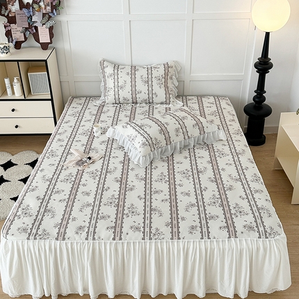 昔可家纺 2024新款A类900D仙仙雪纺床裙冰丝席 法式庄园