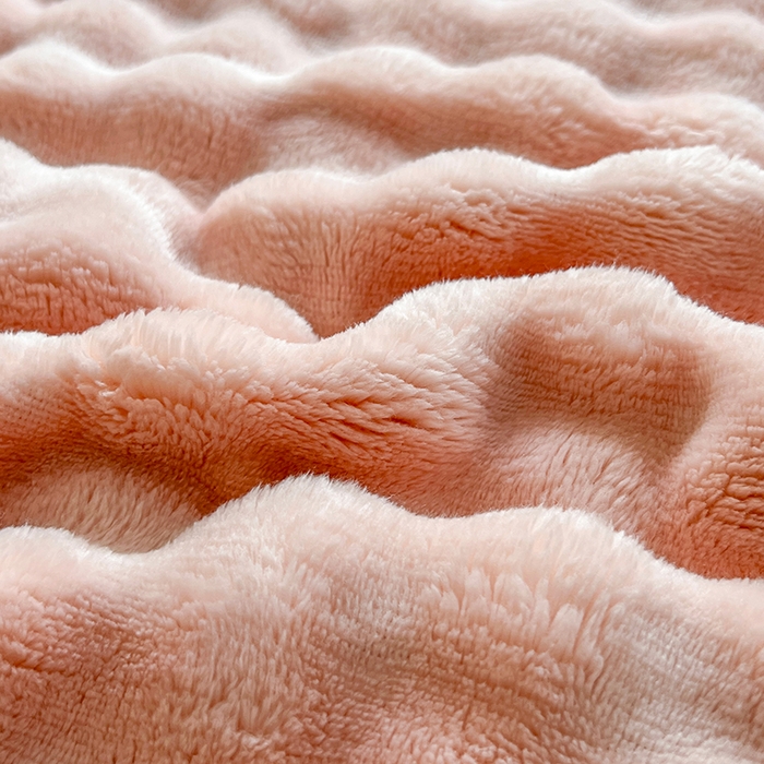91家纺网 家纺一手货源 找家纺 芸锦豪 2024新款仿兔毛泡泡绒毛毯-卷边款毛毯 樱花粉-卷边