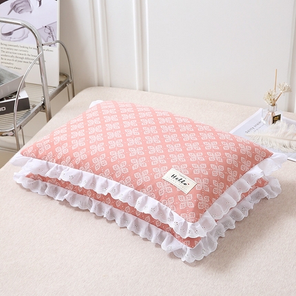 91家纺网 家纺一手货源 找家纺 （总）梦叶草 2024新款全棉蕾丝花边全荞麦枕枕芯纯棉荞麦枕头