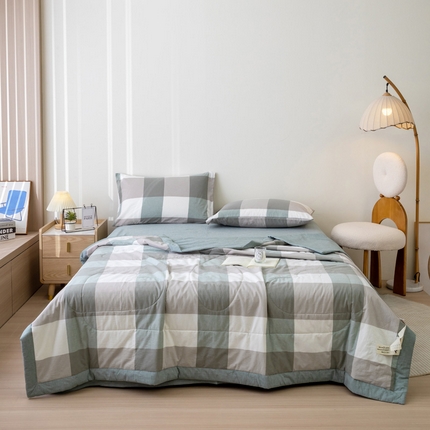 91家纺网 家纺一手货源 找家纺 （总）一加一 2025新款全棉水洗棉色织大豆夏被